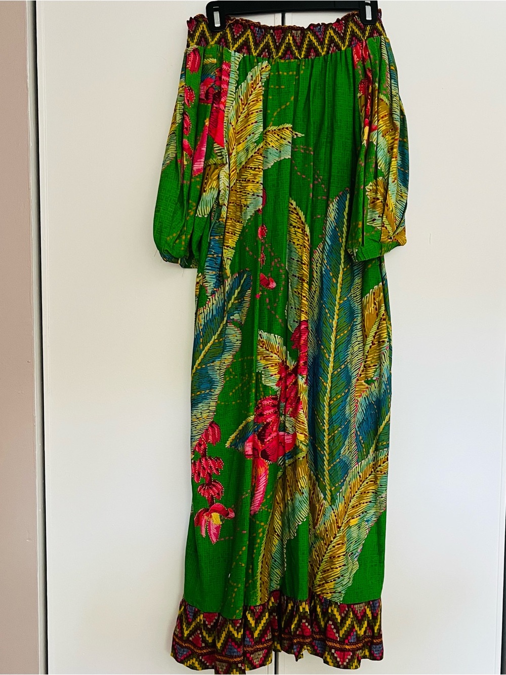 FARM Rio Green Tropical Midi Dress with Yellow, Pink & Blue Accents - Picture 4 of 8